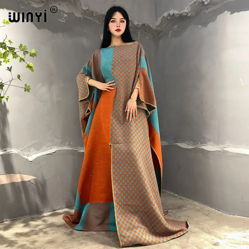 WINYI 2023 print Comfort Warm fashion kaftan Holiday dress Elegant Africa Women Boho party winter clothes for women long dress