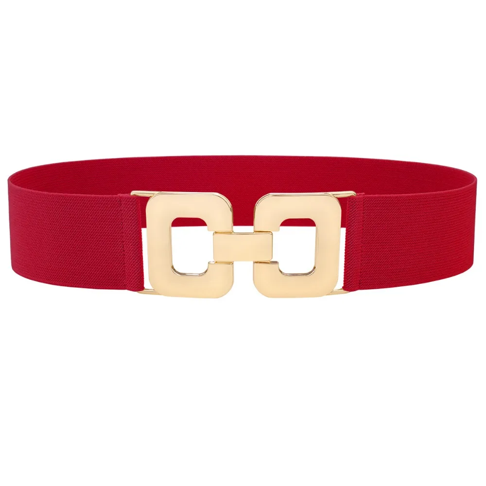 Ladies Fashion Wide Belt Square Pair Buckle Elastic Waist Seal Waist Girdle, JH015