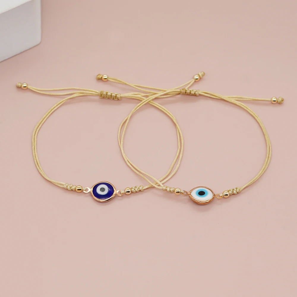 Go2boho New In Enamel Evil Eye Rope Friendship Bracelet Adjustable Women Men Kids Summer Jewelry