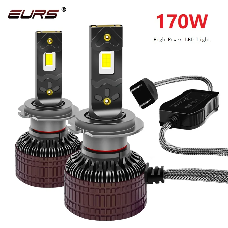 

EURS H11 LED H7 Canbus 170W Turbo LED H4 H1 HB3 9005 HB4 9006 9012 D1S Car Headlight Bulbs H10 H8 H9 Fog Lights 6000K Auto Lamp