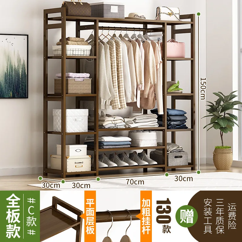 Wooden Women Wardrobes Clothes Closet Storage Cabinet Partitions Organizer Hangers Coat Rack Shelf Free Shipping Furniture