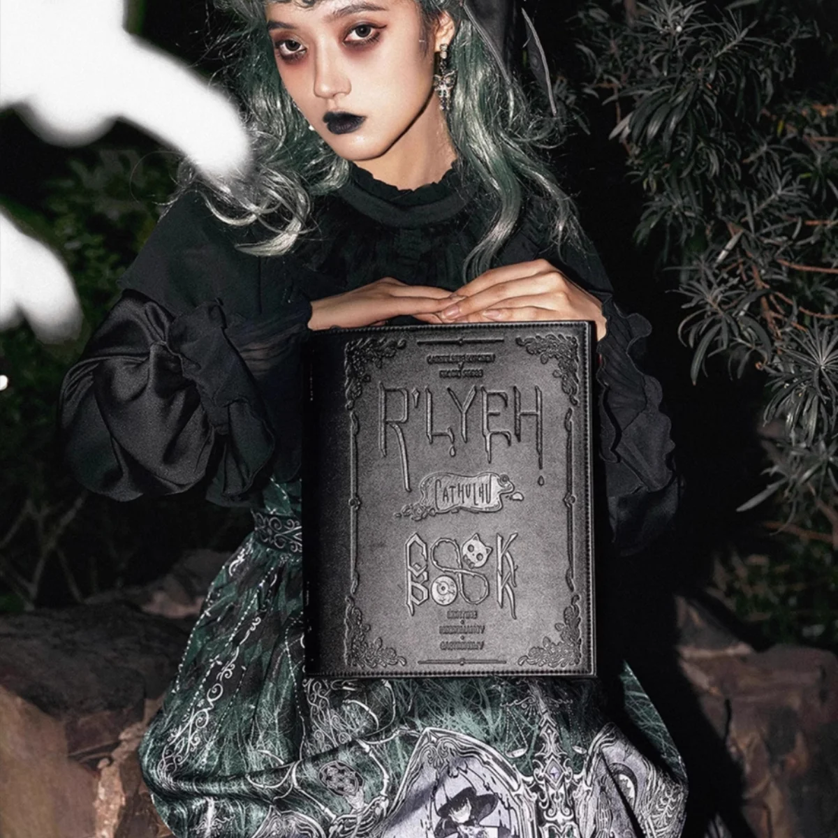 Black Goth Shoulder Bag Women Original Design Book Shape Flap Student Crossbody Bag High Quality Large Capacity Lolita Cute Bag
