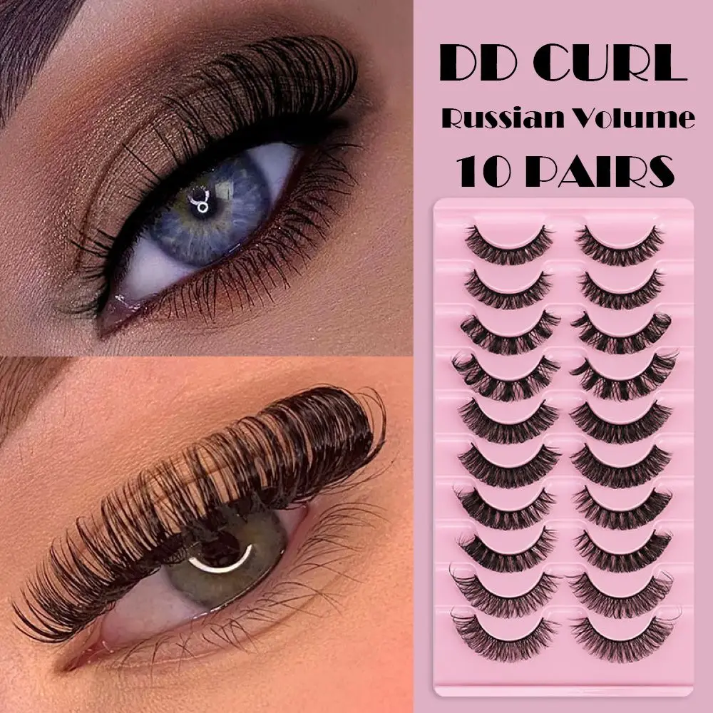 Mix Styles Russische Wimpern 3D Nerzhaar Wiederverwendbare flauschige russische Volumen DD Curl 10-23 mm falsche Wimpern