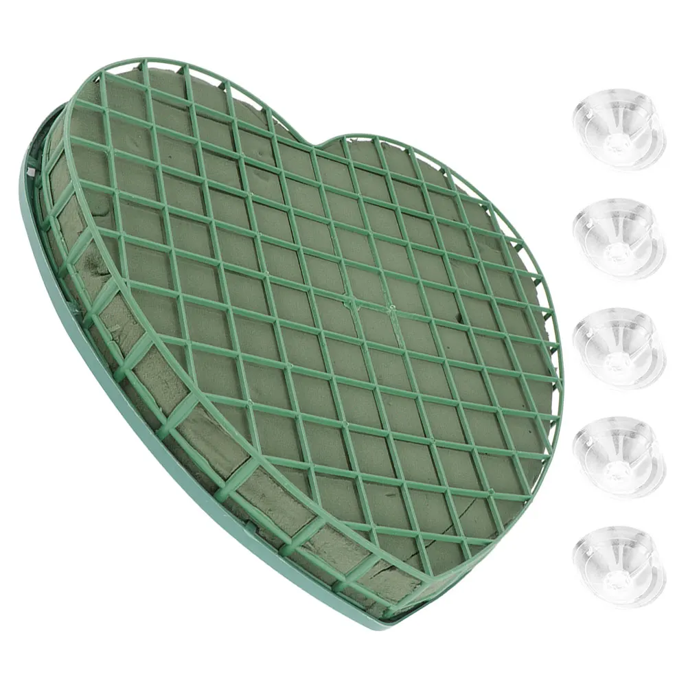

1 Set Heart Flower Mud With Suction Cup Base For Diy Floral Arrangement Wedding Car Decor Fresh Flower Holder Green Florist