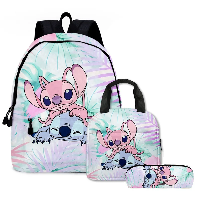 

new Stitch Cartoon Schoolbag Primary School Junior High School Students Large-capacity backpack bag pen bag satchel set of three