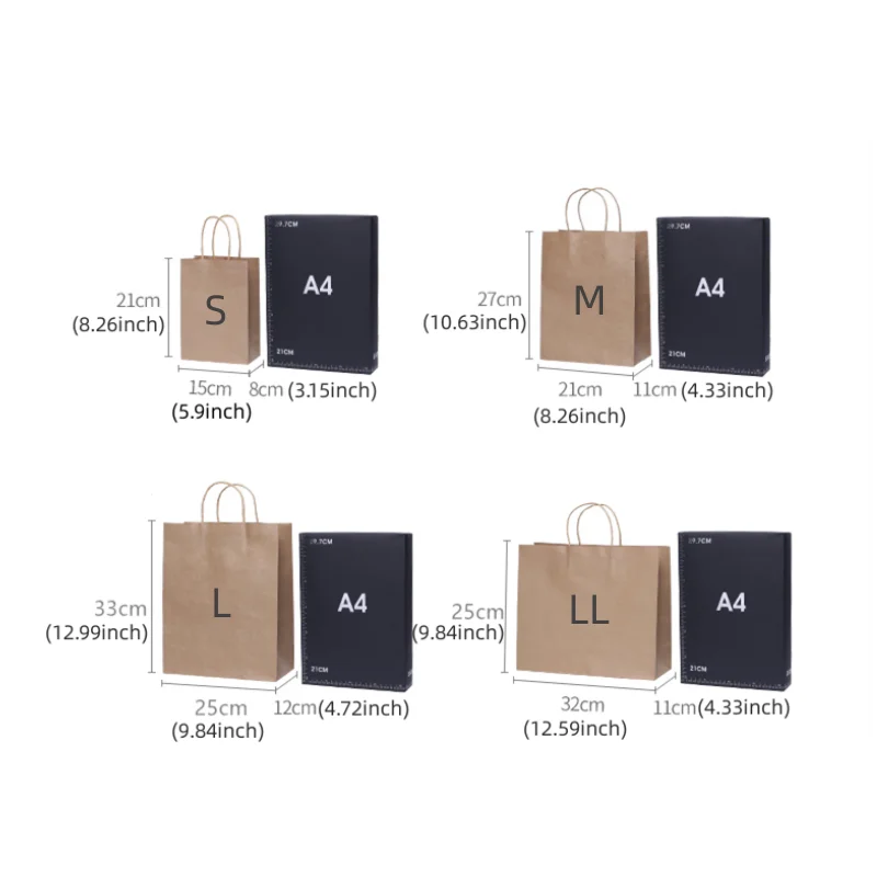 10/30/50pcs DIY Multifunction soft color paper bag with handles Festival gift bag shopping bags kraft paper packing bag