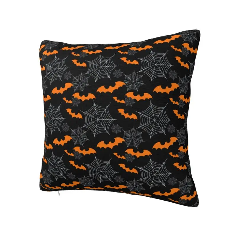 Custom Halloween Bats And Spider Webs Cushion Cover 35x35 Cm Polyester Throw Pillow Case For Sofa Chair Home Decor Pillowslip