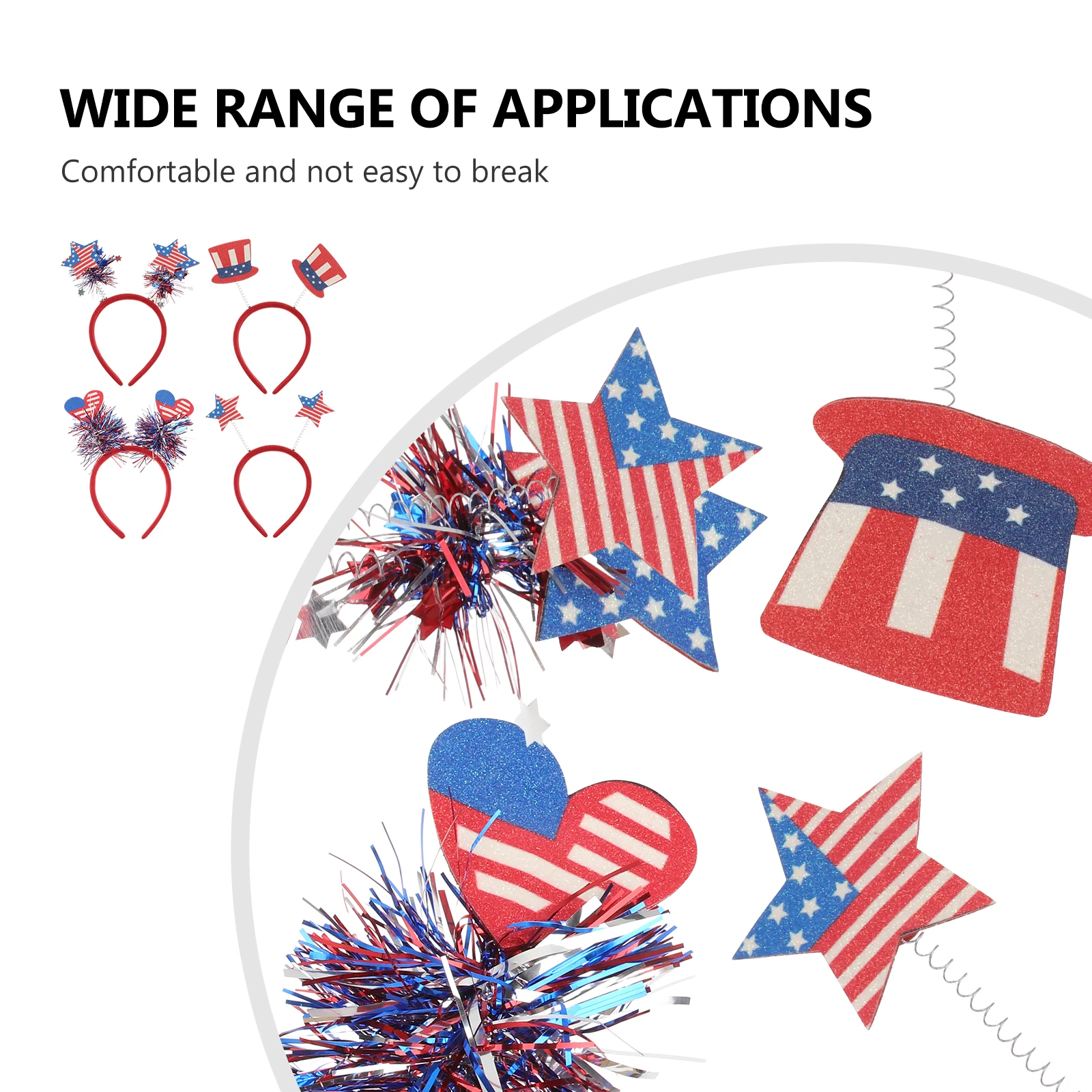 

4PCS Party Hair Hoops Independence Day Decorative Headwear Patriotic Accessories Women Girls Fourth of July Star Shaped