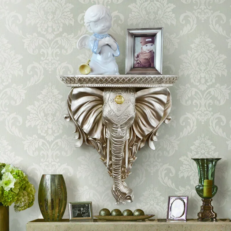 3D Elephant Wall Decor with Floating Shelves Creative Storage Board for Bedroom Aesthetic Interior Design Wall Mounted Organizer