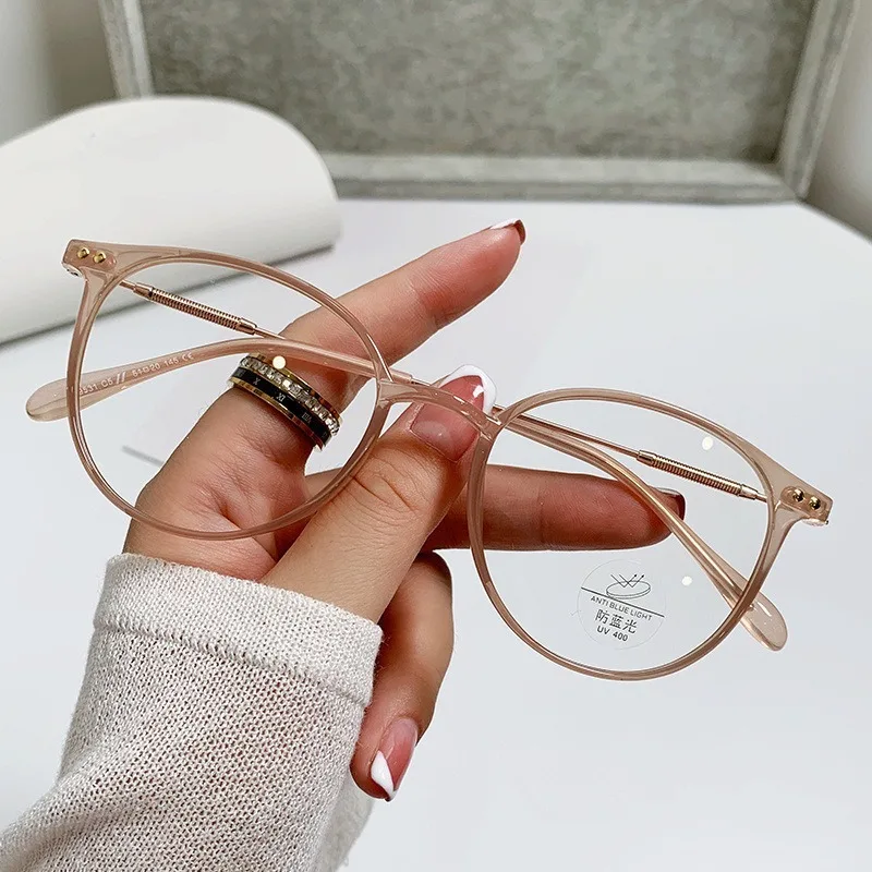 Anti-Blaulicht-Brille, schlicht, ultraleicht, errötend, kaltbraun, koreanische Anti-Strahlungs-Brille, runder Metallrahmen – Detail 6
