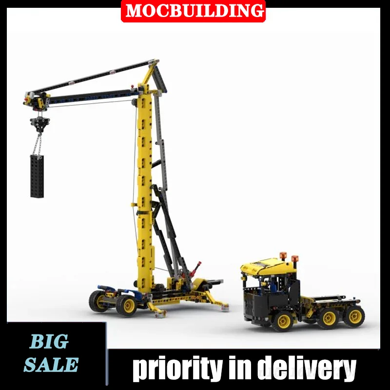 MOC City Technology Mobile Tower Crane Model Building Block Assembly Trailer Truck Boy Toy Birthday Gift