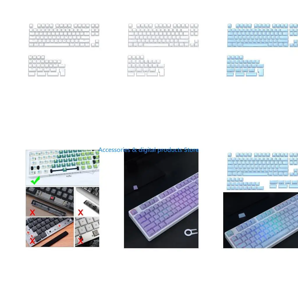 77JD 113Key Keycaps Set for Mechanical Keyboards with Double Shot Injections OEM Profile Keycap Crystal Jelly Design