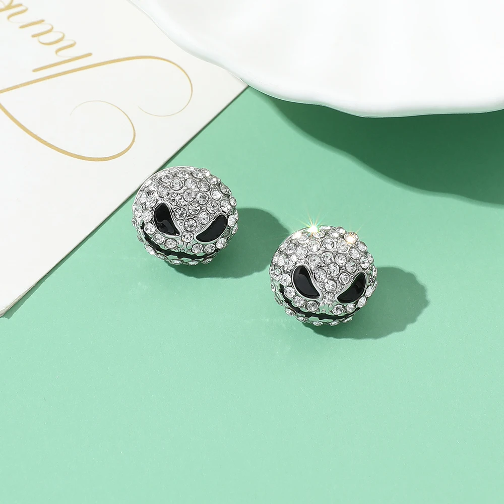 The Nightmare Before Christmas Earring Disnes Luxury Full Rhinestone Earring Jack Skellington Crystal Piercing Jewelry for Women - Image 5