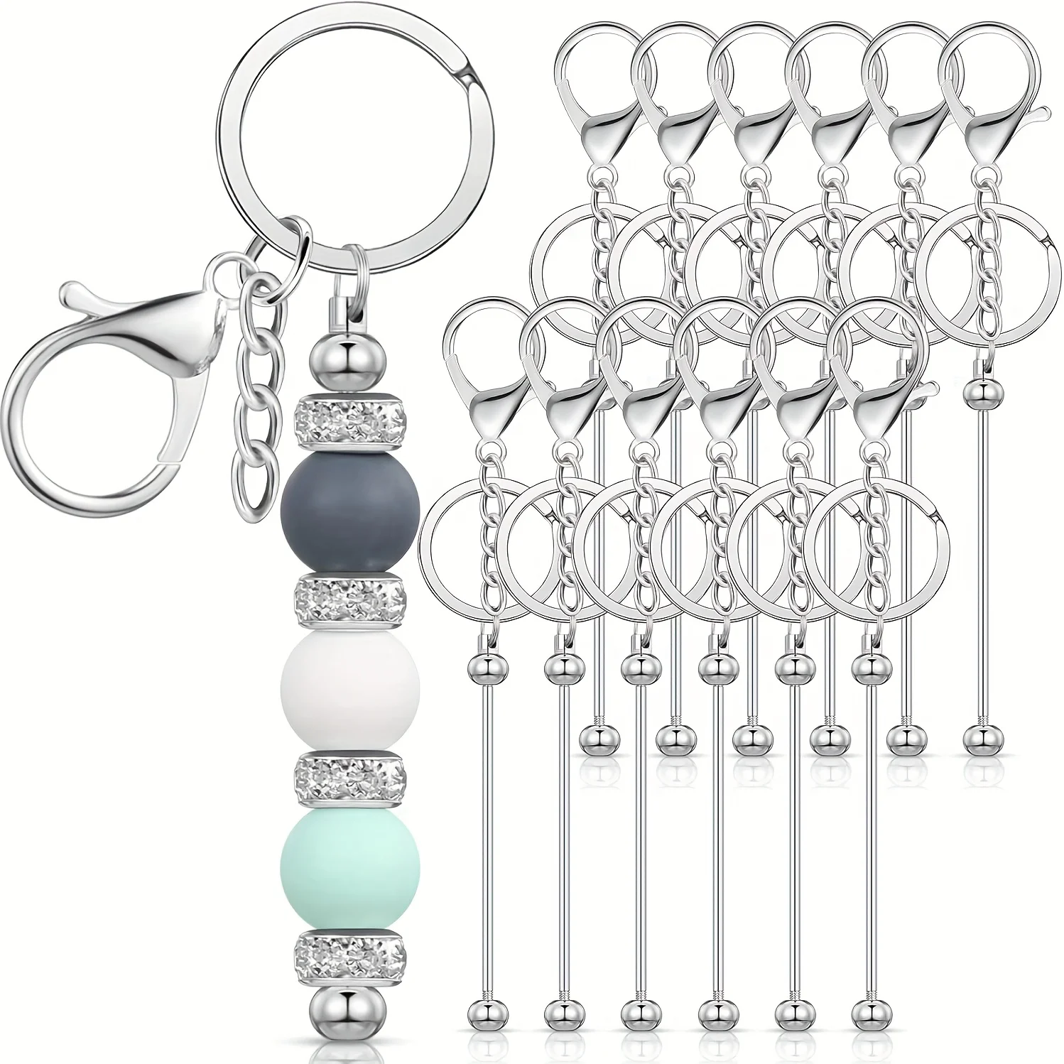 10Pcs Metal Lobster Clasp Keychain Blanks  Jewelry Making Supplies for DIY Keychains, Beading & Crafting, Sturdy Findings for Hobbyists