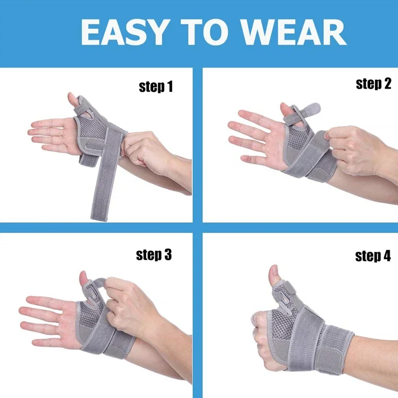 Flexível Splint Wrist Support Brace, protetor de polegar respirável, guarda se endireita e mão esquerda, artrite, tendinite, 1pc