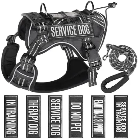 

Тактический жилет и шлейка для служебных собак средних пород - Ошейник для тренировок и эмоциональной поддержки, черный, размер L