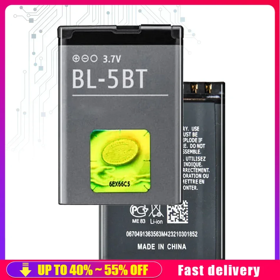 Rechargeable Mobile Phone Batteries BL-5BT For Nokia 2608 2600c 7510a 7510s N75 BL5BT BL 5BT Cell Phone Portable Battery