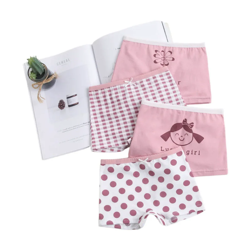Calzones Tipo Bóxer de Algodón para Niñas, Color Rojo Oscuro con Puntos, Shorts de Verano, Ropa Interior Cómoda para Niños, Shorts de Pierna Recta