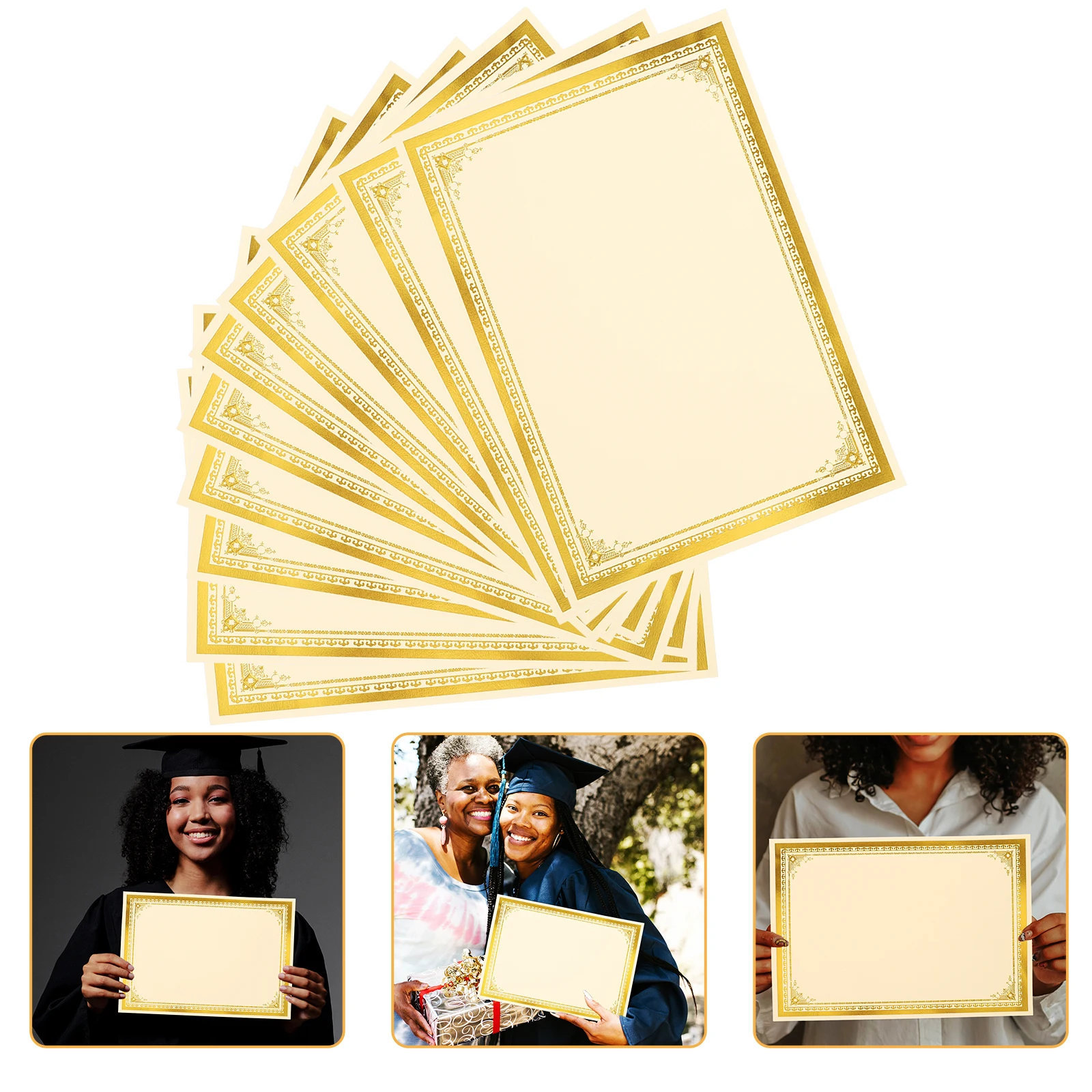 

10pcs A4 Blank Certificate Paper for Printing Diploma Honor Award School Office Use 210x297mm Gold Foil Design Printable