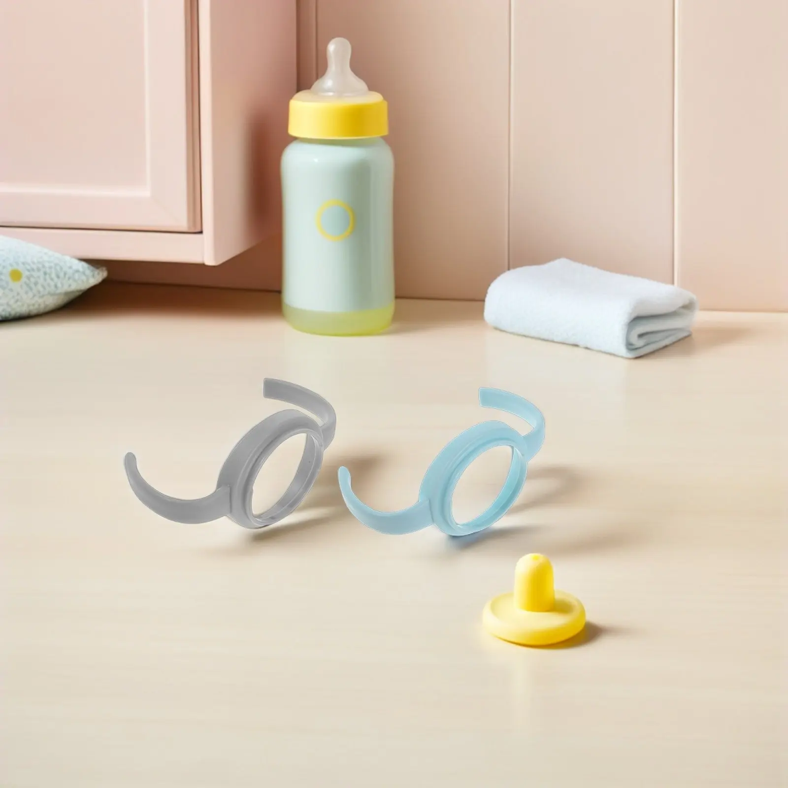 

10pcs Baby Bottle Accessories Wide Mouth Removable Plastic Handles For Glass Bottles Soft Ergonomic Grip - Safe Heat Resistant