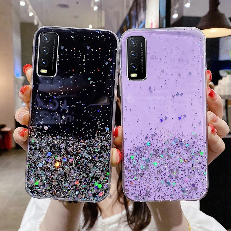 Shiny Bling Glitter Soft Phone Case For vivo Y35 Y77 Y33S Y20 Y11 Y11S Y12 Y15S Y15A Y20 Y21 Y30 Y51 V20 V21 V23 Silicone Cover