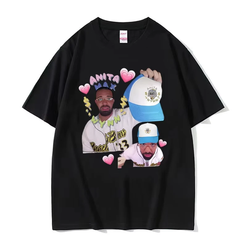 Camiseta con gráfico de meme divertido de Drake Anita Max Wynn para hombres y mujeres, camiseta de gran tamaño a la moda de Hip Hop, camiseta informal de algodón con cuello redondo