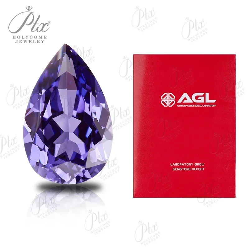 Lab Grown Purple Sapphire Gemstone Pear Shape Selectable AGL Certificate for DIY Jewelry Design High Quality Beads Charms Gift
