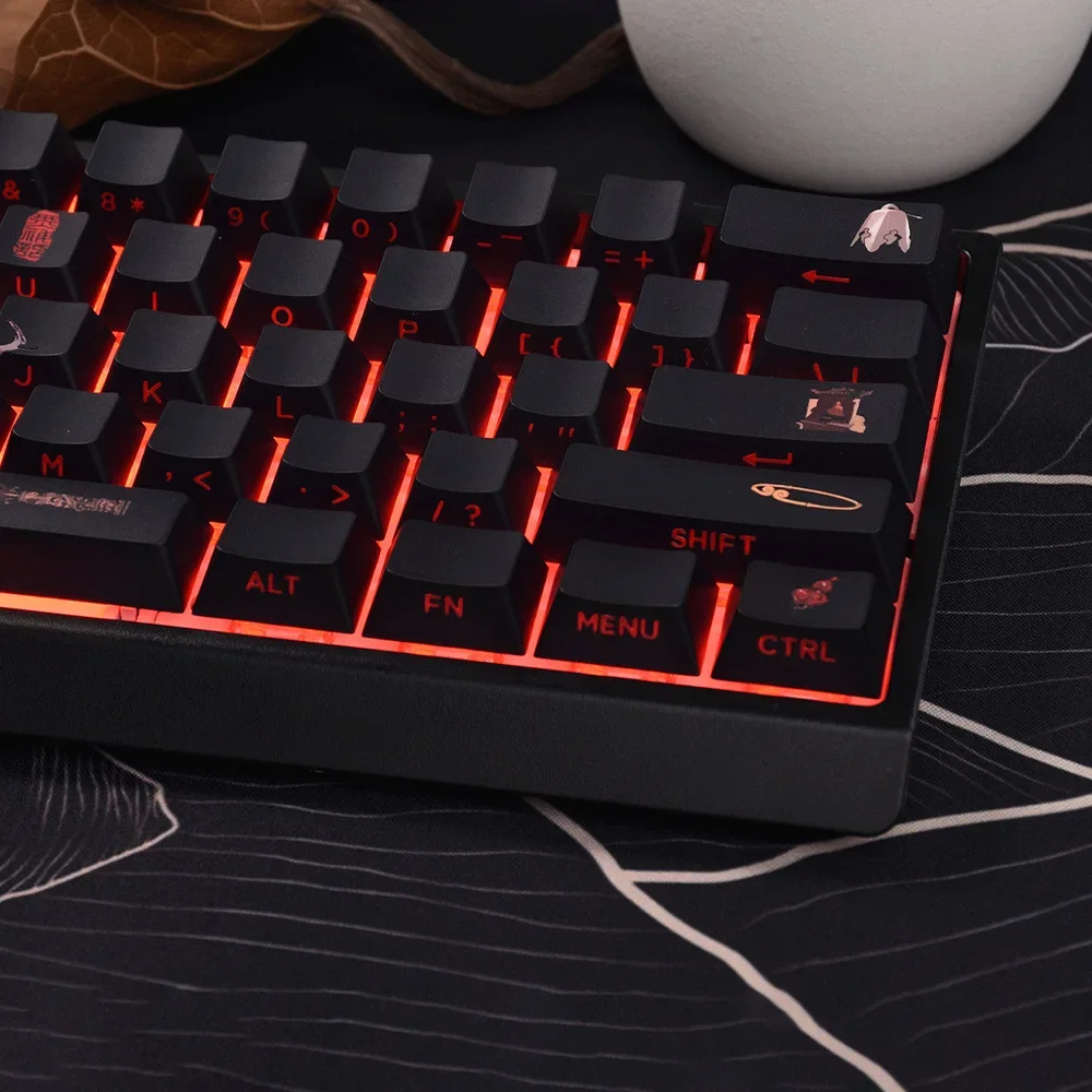 Imagem -03 - Anime Gameing Preto Mito Wukong Cherry Perfil Keycaps Cap Teclado Mecânica Pbt Dye Sub Jogo Switch mx 130 Chaves