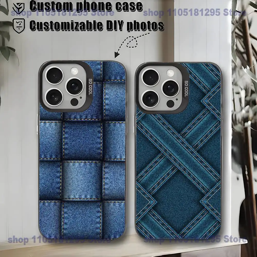 

Tie Dye Denim Creative Pattern Phone Case For iPhone17,16,15,14,13,12,11,Mini,Pro,MAX,plus,Black Matte Shockproof Cover