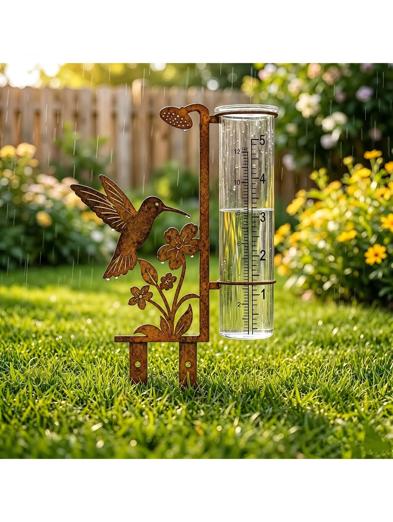 Pluviomètre extérieur, pluviomètre à cadre métallique de grande capacité de 23 cm, adapté aux jardins, cours, pots de fleurs, terrasses, pelouses