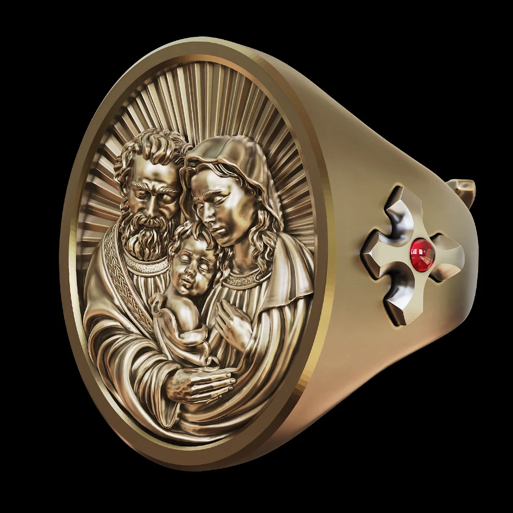 

Латунное религиозное украшение: кольцо с изображением Девы Марии, Мадонны, Иисуса Христа и креста, BR511, размеры US 7~15