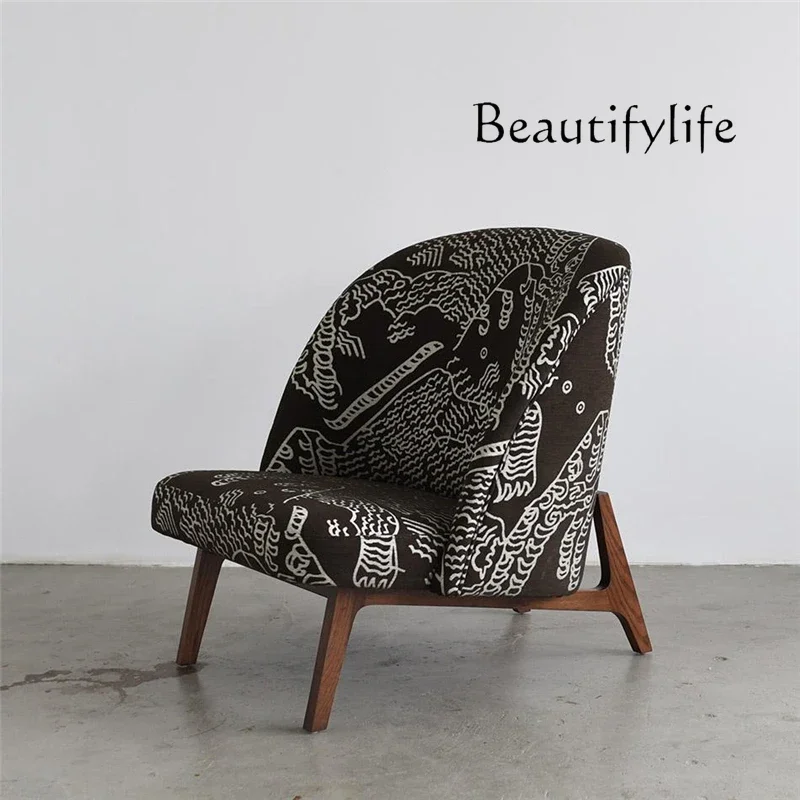 

X Nordic Solid Wood Leisure Tiger Chair Single Sofa High-end Living Room Recliner Cream Style Sofa