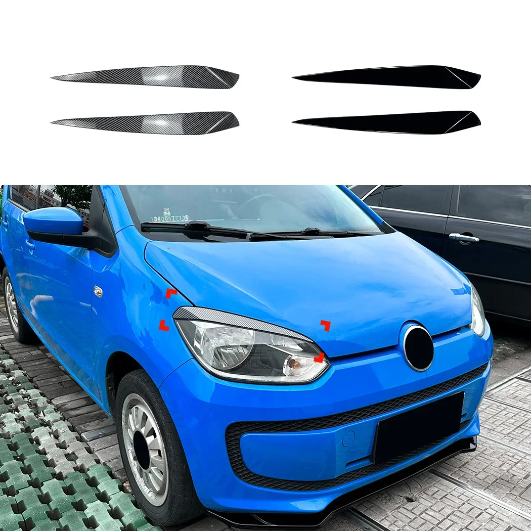2Pcs Car Headlight Lamp Eyebrows Cover Trim Stickers For Volkswagen UP 2011-2015 Model ABS Material Car Accessories