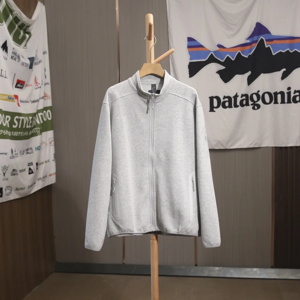 

Outdoor Men's Knitted Long Sve Sweatirt Jaet Stand Collar Windproof Polyester Cotton Blend Casual Youth Outerwear