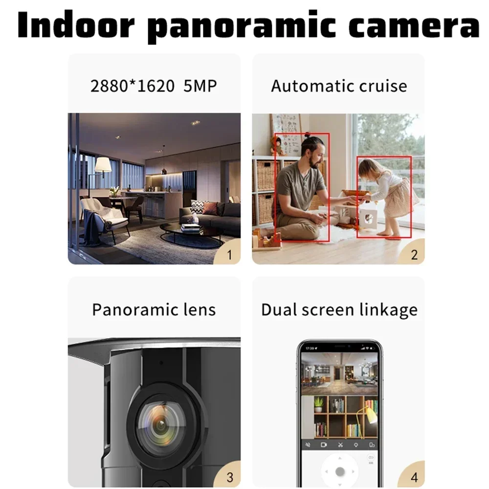 Imagem -05 - Wide Angle Dual Screen Output Ptz 4k 5mp Wifi ip 180 Detecção de Movimento Proteção de Segurança Visão Noturna Externa