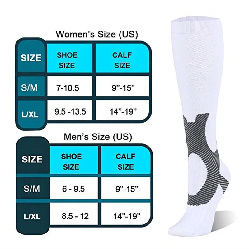 Compression Socks Running Sport Stockings Men Women for Marathon Cycling Football Varicose Veins Cycling Travel Socks 20-30 MMHG