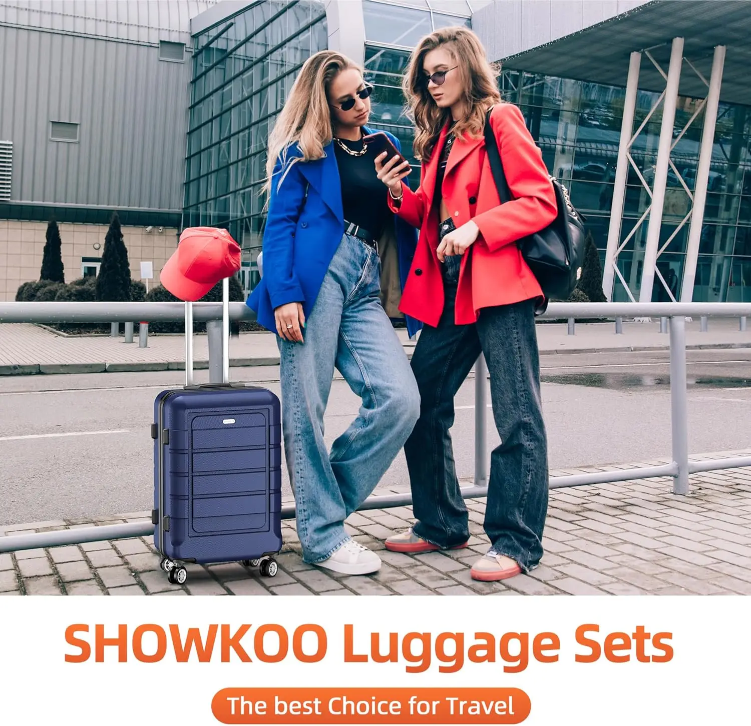 Luggage Sets Expandable PC+ABS Durable Suitcase Double Wheels TSA Lock Blue