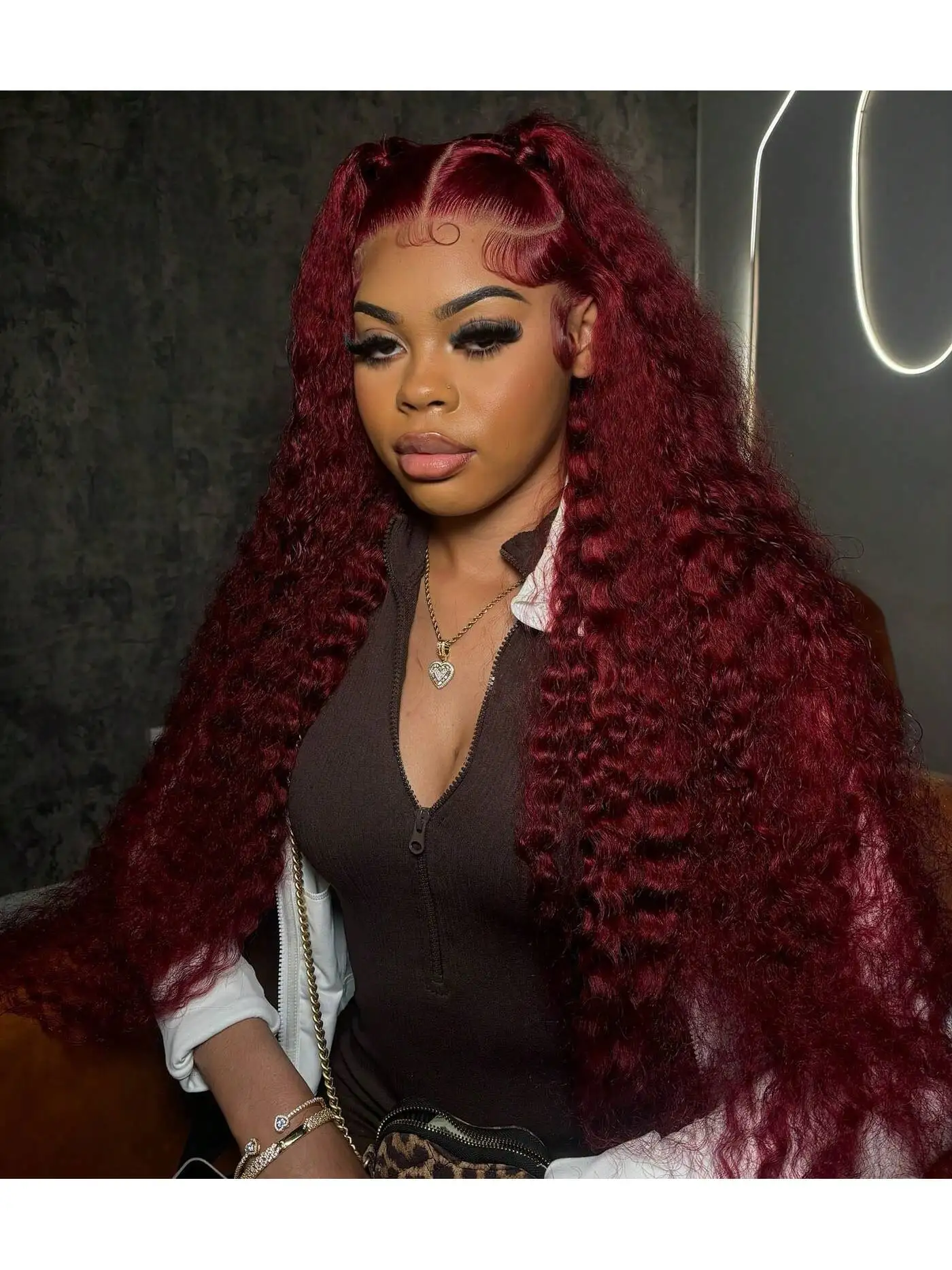 Pelucas de cabello humano Frontal de encaje transparente Borgoña 13x4 HD peluca rizada de onda profunda para mujeres 99j color rojo 34 pulgadas 200% prearrancado