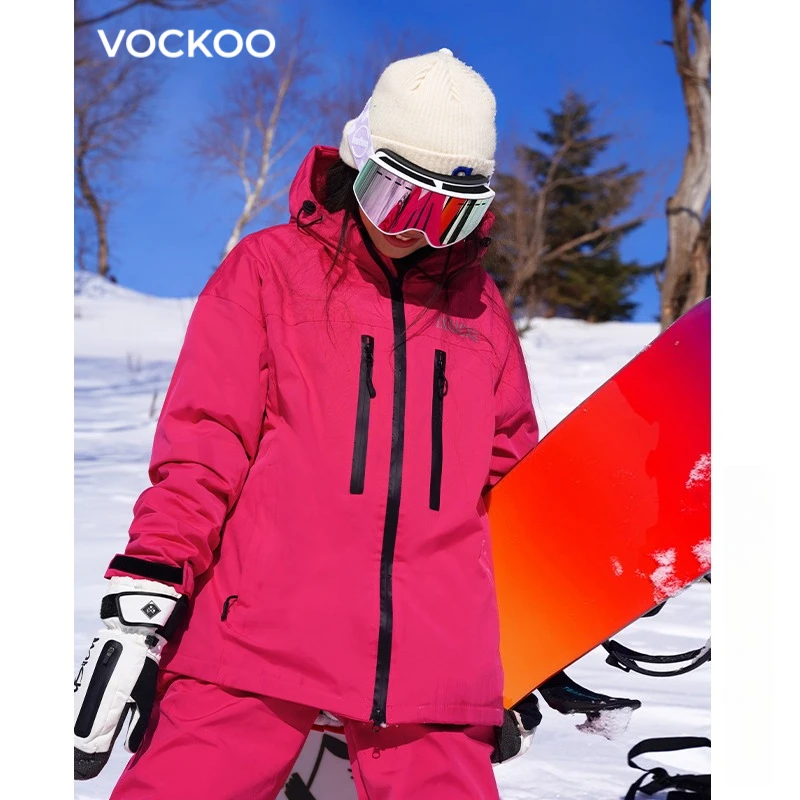 

Куртка для сноуборда Vockoo Snow для мужчин и женщин, водонепроницаемая, дышащая, с гладкой молнией, профессиональная американская горнолыжная одежда