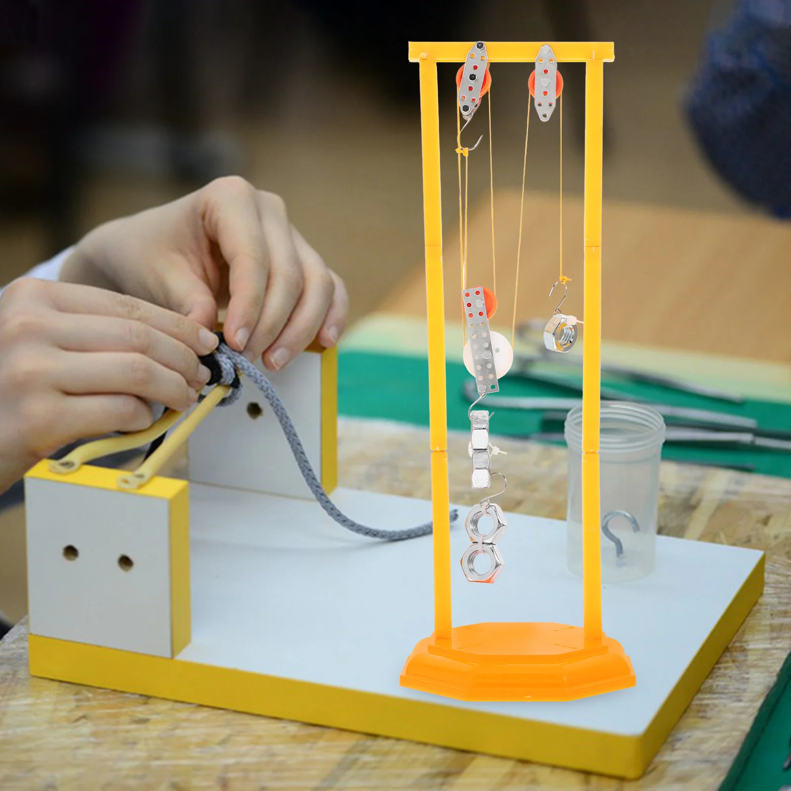 مجموعة تعلم ميكانيكا الأطفال مع مكونات نظام البكرة التجارب العلمية الجذعية لهندسة المدرسة الابتدائية المتوسطة