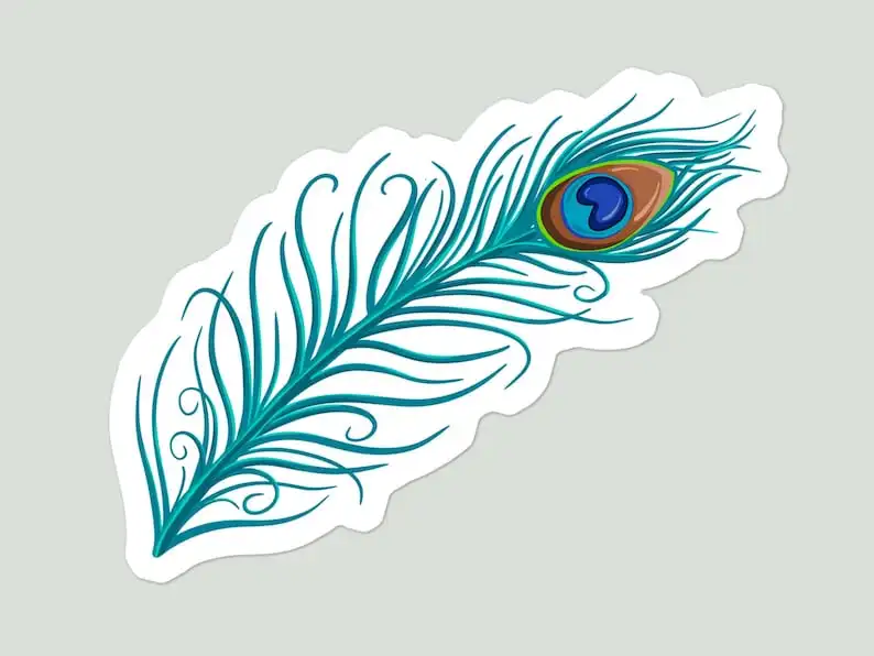 Peacock Feather Bird Lover Laptop Sticker Water Bottle Stickers Car Decal Boat Parts  Auto Stickers for Car Accessories