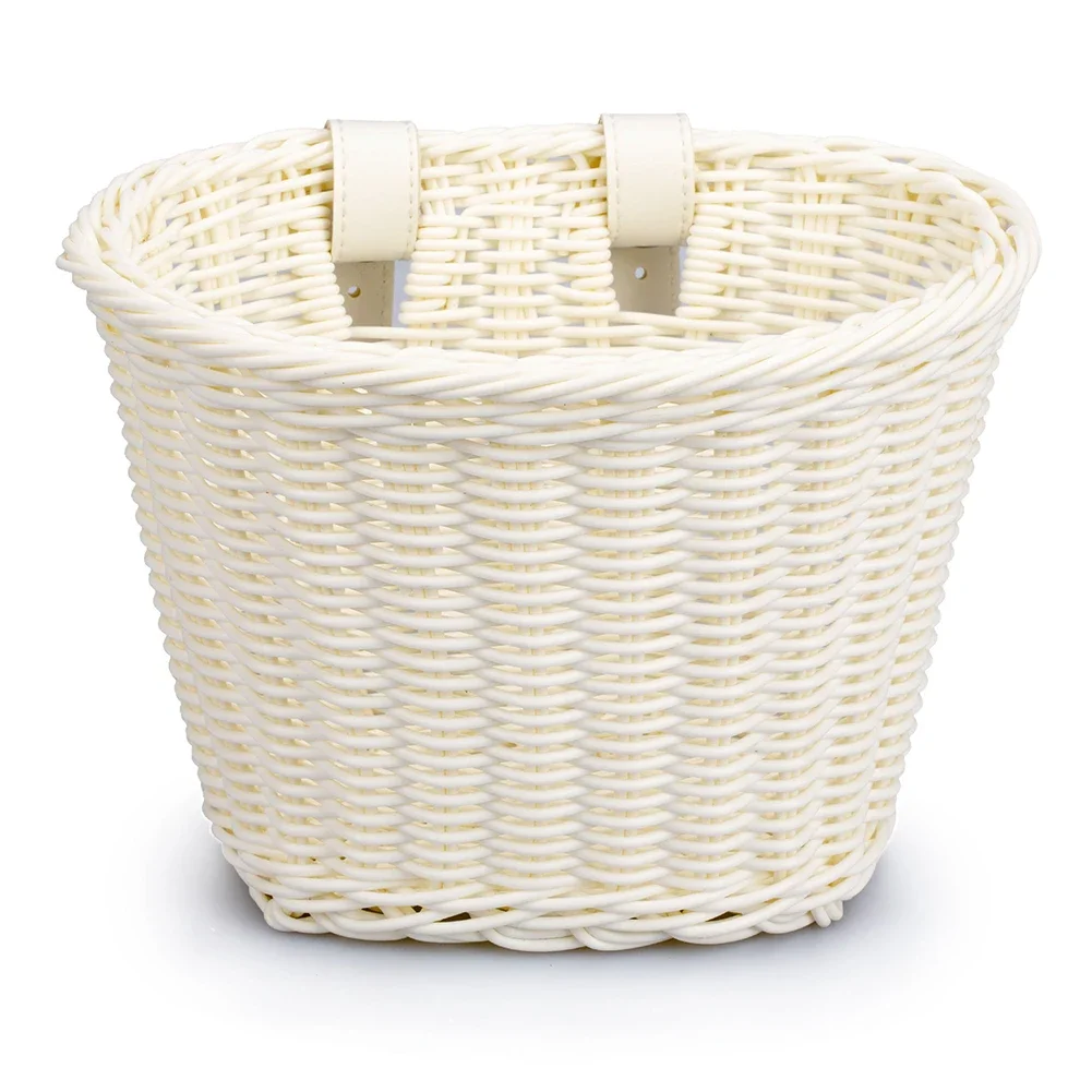 Bicycle Basket Kids Front Handlebar Rattan Handwoven Bike Basket Kids Woven Bike Pannier for Boys Girls Bicycles Pannier