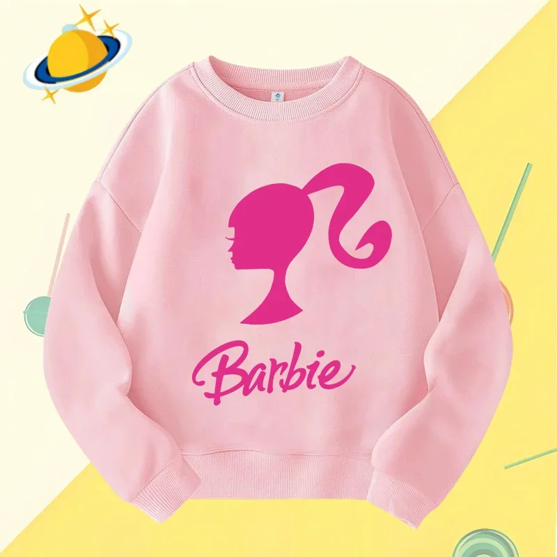 Barbie children\'s crew-neck hoodie Disney print Autumn Winter long-sleeved sweatshirt Boy Girl Kawaii Birthday gift Numbers 1-10