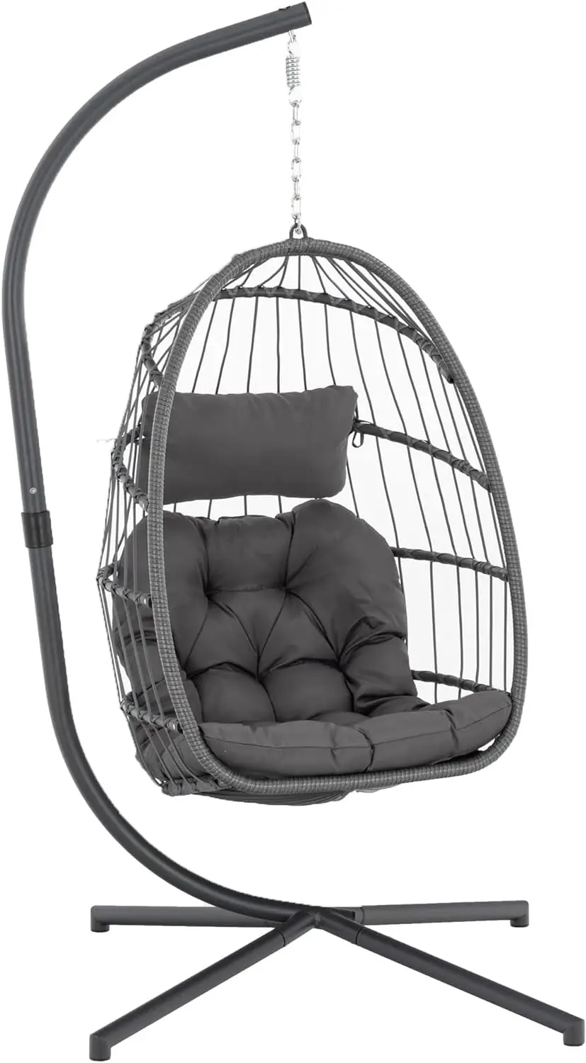 

Indoor Outdoor Egg Hanging Chair with Stand, Patio Wicker Swing Egg Chair Indoor Swinging Chair Outdoor Hammock