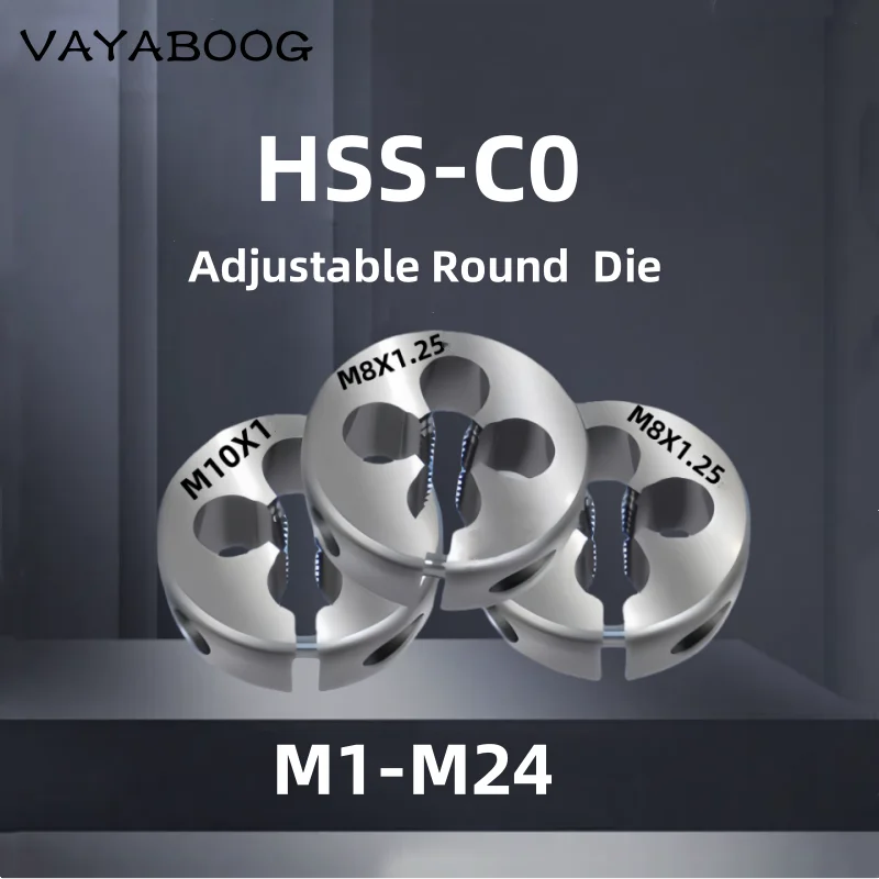 HSS-CO Metric Adjustable Thread Round Die M1.6M2M2.2M2.5 M2.6M3 M3.5 M4 M4.5 M5 M6 M8-M24 stainless steel Screw Threading Diess