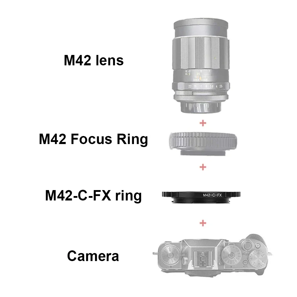 C ‑ FX Mount Adapter Ring with M42x1mm screw thread for C mount Lens for Fujifilm FX X mount camera XH,XT,XA,XE,XS series