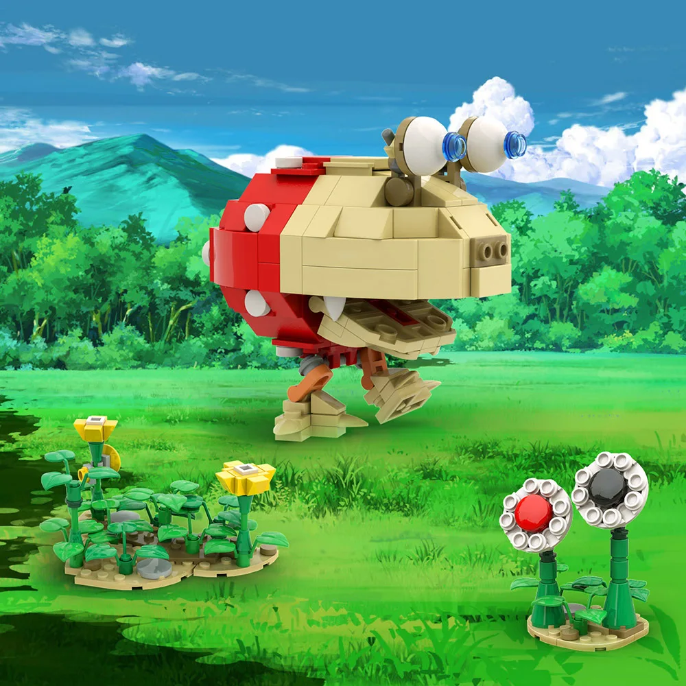 

Anime Pikmin Red Spotty Bulborb Encountered Building Block Kit Olimar S.S. Dolphin Delivery Ship Rocket Brick Model Toy Gift