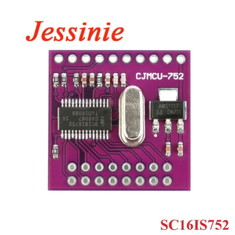 2 uds/1 unidad 752 SC16IS752 IIC I2C/SPI interfaz de Bus a módulo de placa de conversión UART de doble canal