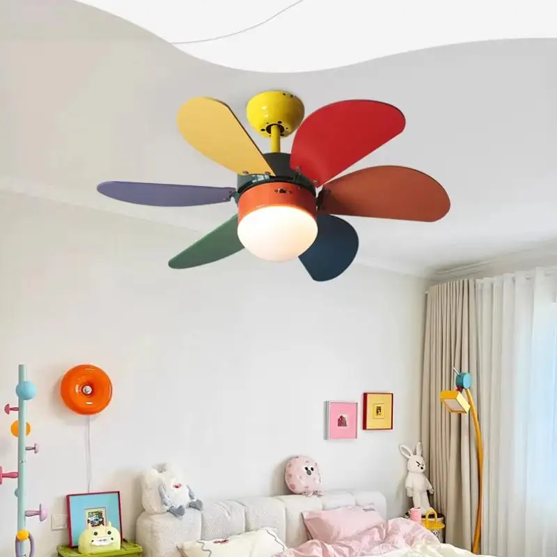 Nordic Fan Light Simple Bedroom Ceiling With Light Fan Modern Family Children's Room Low Floor Restaurant Ceiling Fan Light
