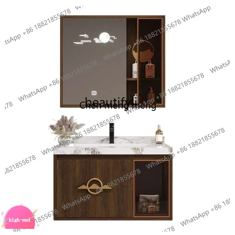 

LHY26 ss new lt New Chinese rock slab ceramic seamless integrated basin bathroom cabinet combination hand washbasin cabinet wash